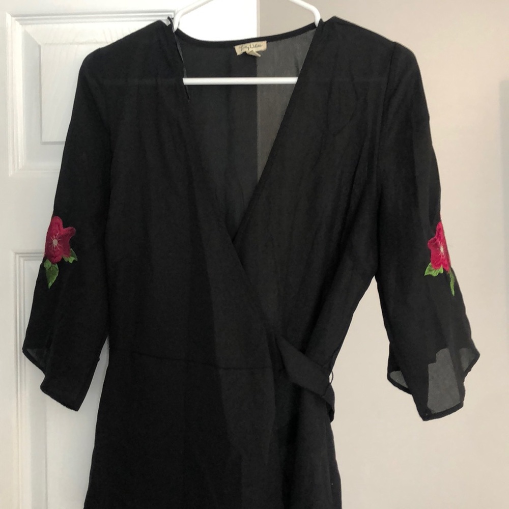 Black blouse with wrap waist